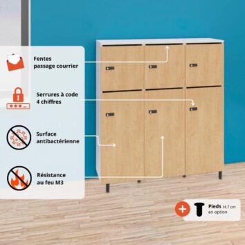 Les avantages du rangement de bureau bois 3 colonnes avec serrures - H.131.4 cm