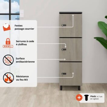 Les avantages du vestiaire multicases bois 3 casiers - H.131.4 cm