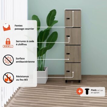 Les avantages du vestiaire multicases bois 4 casiers - H.173.5 cm