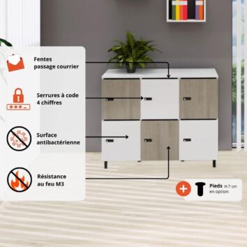 Les avantages du vestiaire multicases bois 6 casiers - H.89.3 cm