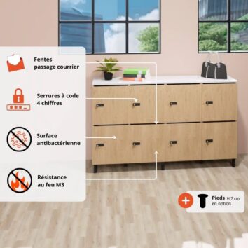 Les avantages du vestiaire multicases bois 8 casiers - H.89.3 cm