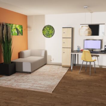 Rangement de bureau bois 3 casiers - H.173.5 cm – Kit à monter avec serrures intégrées