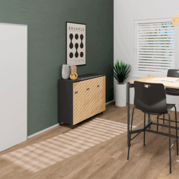 Rangement de bureau bois 3 portes - H.89.3 cm - ambiance simple