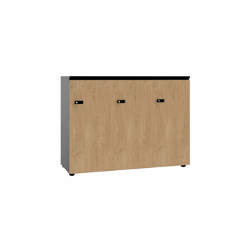 Rangement de bureau bois 3 portes - H.89.3 cm - simple
