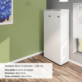 Vestiaire bois 2 colonnes sans pieds - L.80 cm