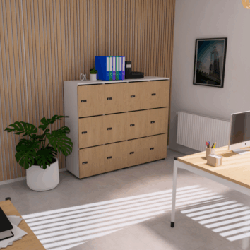 Vestiaire multicases bois 12 casiers - H.131.4 cm - ambiance simple