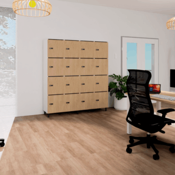 Vestiaire multicases bois 16 casiers - H.173.5 cm - ambiance simple