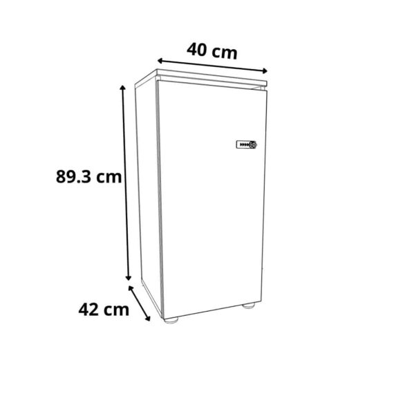 dimensions Casier de bureau bois 1 colonne avec serrures - H.89.3 cm