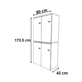 dimensions Casier de bureau bois 2 colonnes avec serrures – H.173.5 cm