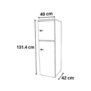 dimensions Rangement de bureau bois 2 casiers avec serrures – H.131.4 cm