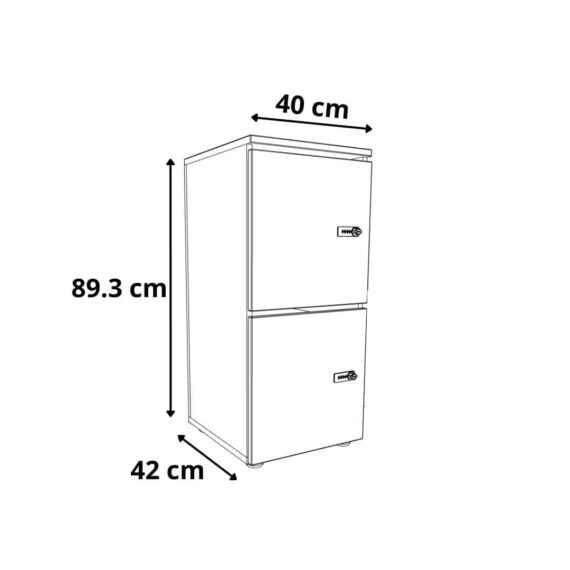 dimensions Vestiaire multicases bois 2 casiers - H.89.3 cm
