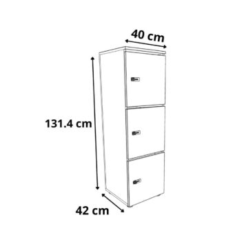 dimensions Vestiaire multicases bois 3 casiers - H.131.4 cm
