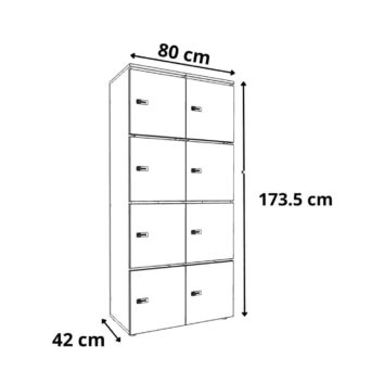 dimensions Vestiaire multicases bois 8 casiers – H.89.3 cm