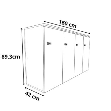 dimensions rangement de bureau bois 4 portes avec serrures
