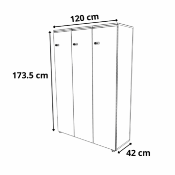 dimensions vestiaire bois 3 colonnes