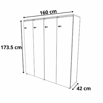 dimensions vestiaire bois 4 colonnes