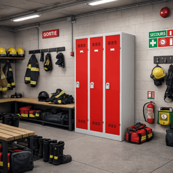 Vestiaire Industrie Salissante L. 90 cm avec Paroi Séparative - Gamme PREMIUM - 3 cases - Monobloc