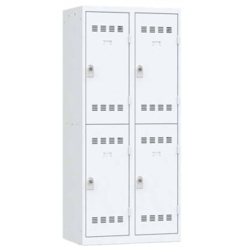 Vestiaire multicases gamme PREMIUM, 2 colonnes, 4 casiers blancs, L 80 cm, avec paroi de séparation propre/sale.