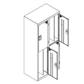 Vestiaire multicases gamme ACCESS, 1 colonne, 2 casiers, largeur 40 cm, avec paroi de séparation intérieure.
