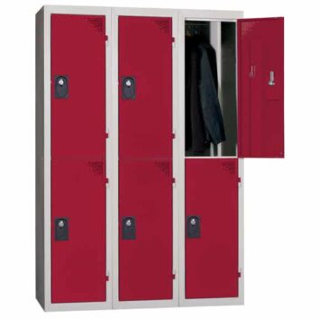 Vestiaire multicases gamme ACCESS, 3 colonnes, 2 casiers par colonne, L.120 cm, paroi de séparation intérieure.