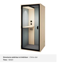 Cabine acoustique 1 personne - Gamme Tranquillité Chêne clair et Vert sauge