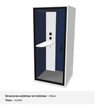 Cabine acoustique 1 personne - Gamme Tranquillité Blanc et Bleu pétrol