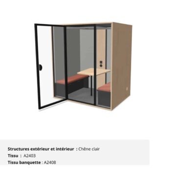 Cabine acoustique de bureau 4 personnes - Gamme Tranquillité Chêne clair et Gris clair, Terracotta