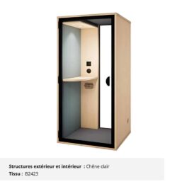 Cabine acoustique fond vitré 1 personne - Gamme Tranquillité Chêne clair et Vert sauge