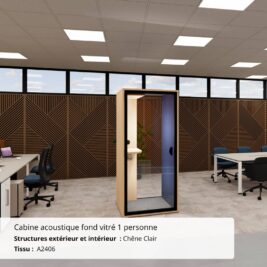 Cabine acoustique fond vitré 1 personne - Gamme Tranquillité