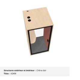 Cabine acoustique fond vitré 1 personne - Gamme Tranquillité Chêne clair et Terracotta