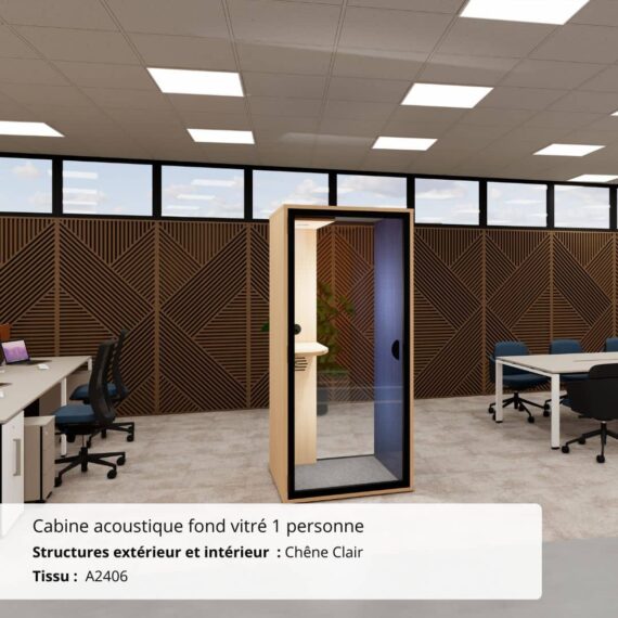 Cabine acoustique fond vitré 1 personne - Gamme Tranquillité