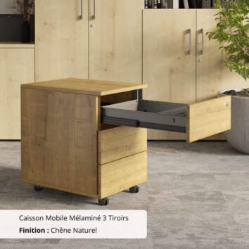 Caisson Mobile Mélaminé 3 tiroirs finition chene naturel