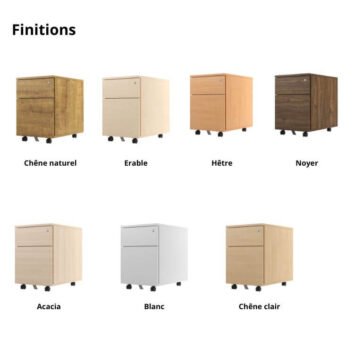 Finitions Caisson Mobile Mélaminé 2 Tiroirs dont un tiroir pour dossiers suspendus