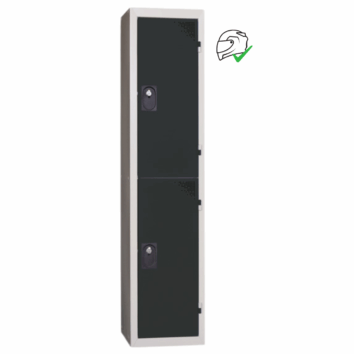 Vestiaire multicases ACCESS, 1 colonne avec 2 casiers, largeur 40 cm, monobloc, couleur noir et blanc.