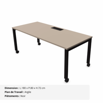 Bureau mobile avec Top Access - Gamme Nova Argile et Noir