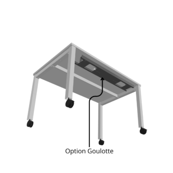 Bureau mobile avec Top Access - Gamme Nova - Option Goulotte