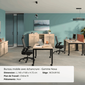 Bureau mobile avec échancrure - Gamme Nova - Ambiance