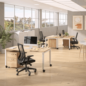 Bureau mobile avec échancrure - Gamme Nova - Ambiance simple