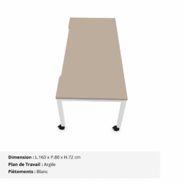 Bureau mobile avec échancrure - Gamme Nova Argile et Blanc