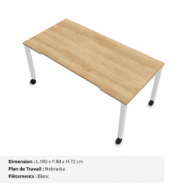 Bureau mobile avec échancrure - Gamme Nova Nebraska et Blanc
