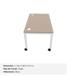 Bureau mobile avec obturateurs - Gamme Nova Argile et Blanc