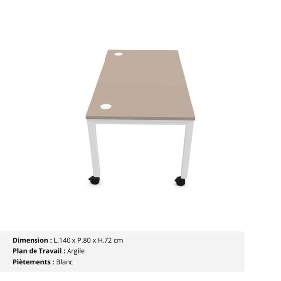 Bureau mobile avec obturateurs - Gamme Nova Argile et Blanc