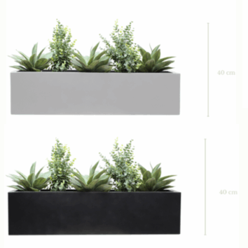 Jardinière Mexico H.40 cm- avec Pot carré Blanc ou Noir Inclus - Gamme EasyPlant - Blanc 9010