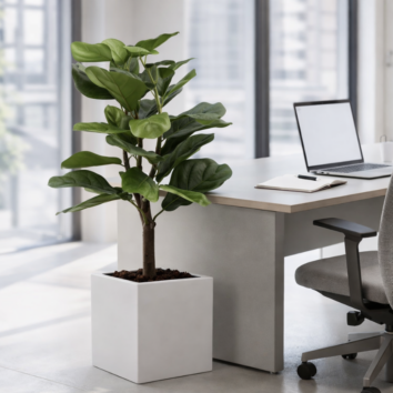 Lyrata 105 cm - avec Pot carré Blanc ou Noir Inclus - Gamme EasyPlant