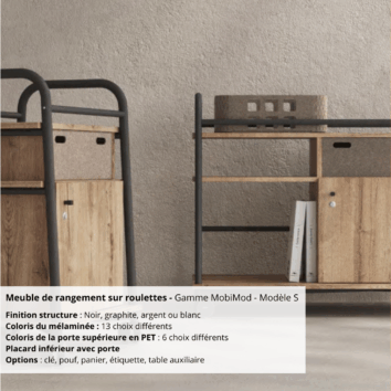 Meuble de rangement sur roulettes - Gamme MobiMod - Modèle S - ambiance