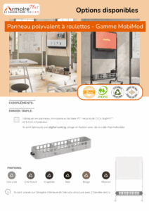 Options disponibles Panneau polyvalent à roulettes - Gamme MobiMod