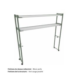 Portique sur roulettes blocables 1 - Gamme Mobidesk vert sauge et blanc perle