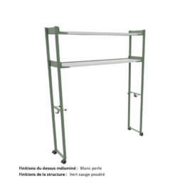 Portique sur roulettes blocables - Gamme Mobidesk vert sauge et blanc perle