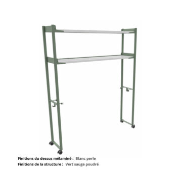 Portique sur roulettes blocables - Gamme Mobidesk vert sauge et blanc perle