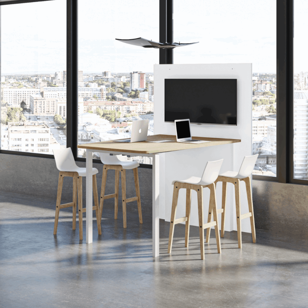 Table de visioconférence H104 et L140 cm - Gamme VisioConnect+ - Ambiance simple Table de visioconférence H104 et L140 cm - Gamme VisioConnect+ - Ambiance simple